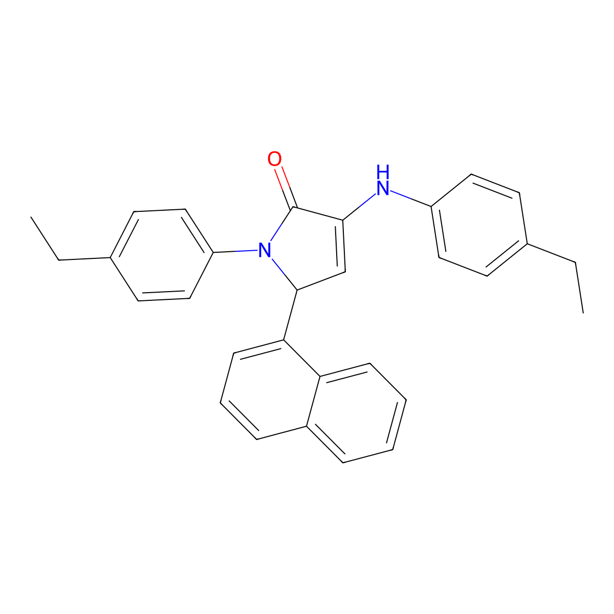 4-(4-ethylanilino)-1-(4-ethylphenyl)-2-naphthalen-1-yl-2H-pyrrol-5-one molecular structure, CAS 340828-37-7