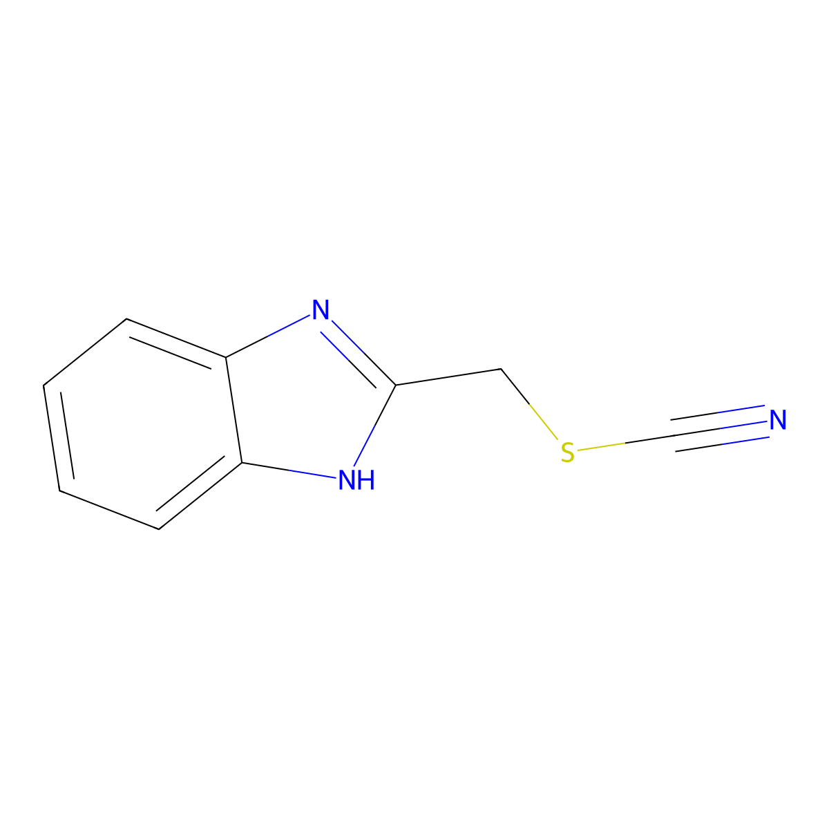 (((1H-1,3-benzodiazol-2-yl)methyl)sulfanyl)carbonitrile molecular structure, CAS 34091-38-8