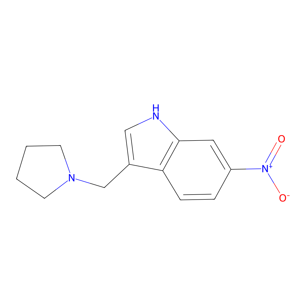 6-nitro-3-(pyrrolidin-1-ylmethyl)-1H-indole molecular structure, CAS 340967-98-8