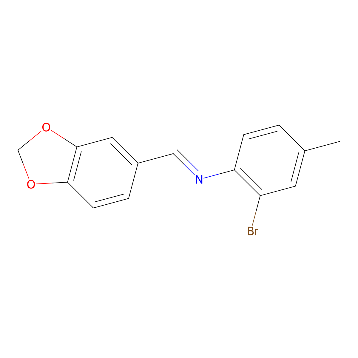 N-[(E)-1,3-benzodioxol-5-ylmethylidene]-2-bromo-4-methylaniline molecular structure, CAS 340967-99-9