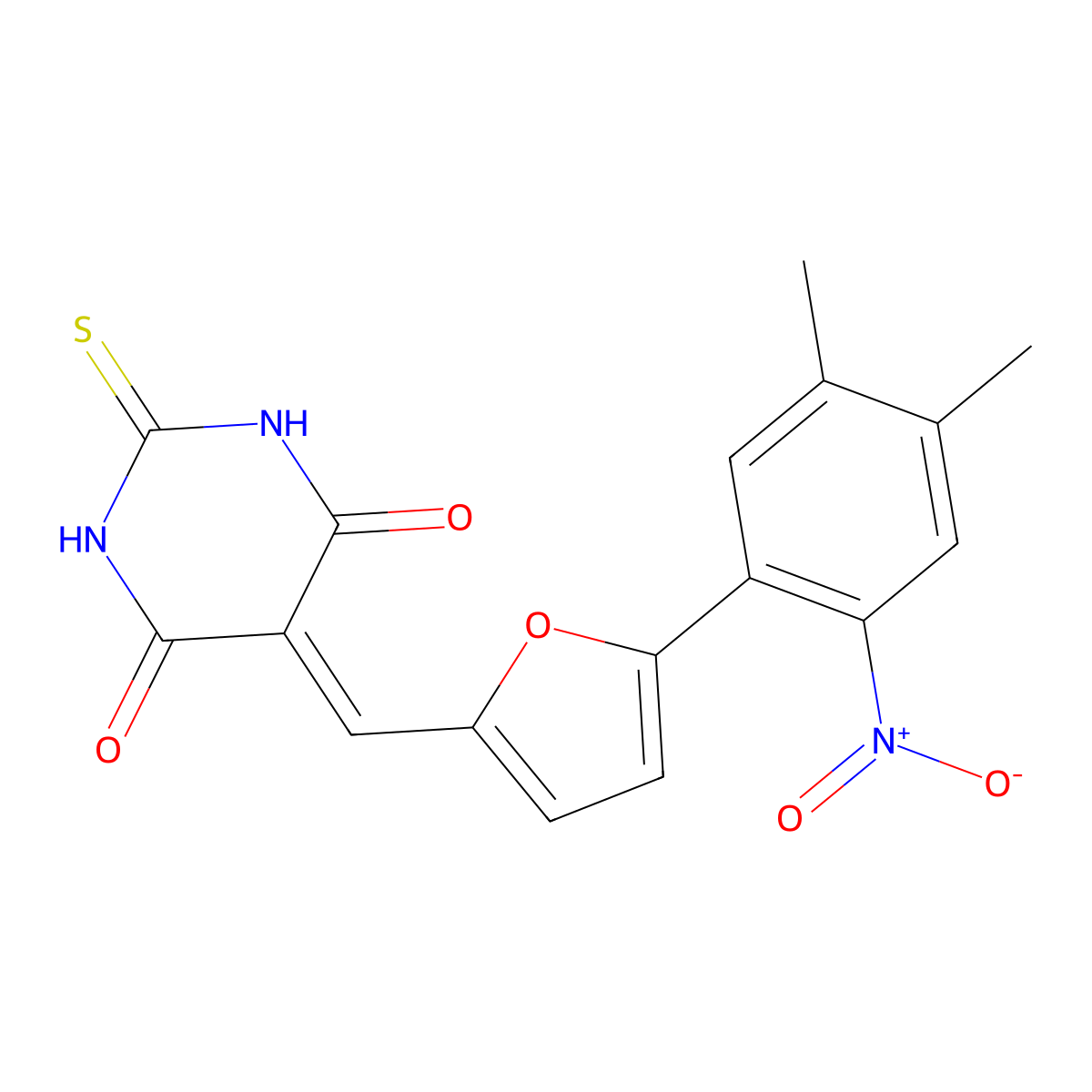 5-{[5-(4,5-dimethyl-2-nitrophenyl)-2-furyl]methylene}-2-thioxodihydro-4,6(1H,5H)-pyrimidinedione molecular structure, CAS 340968-05-0