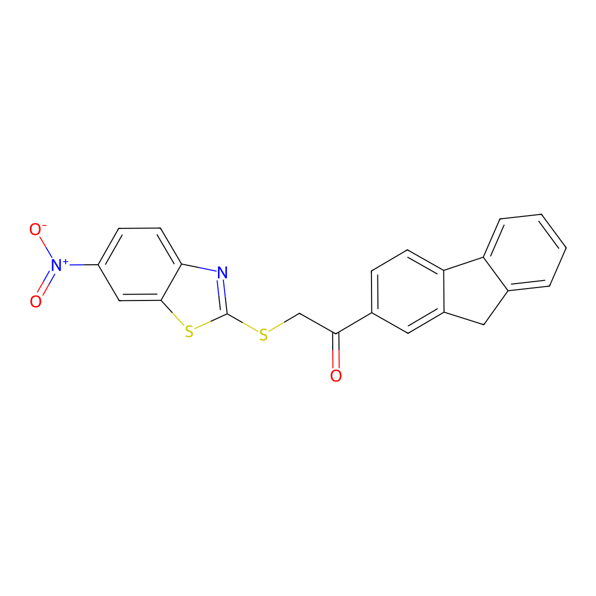 1-(9H-fluoren-2-yl)-2-[(6-nitro-1,3-benzothiazol-2-yl)sulfanyl]ethanone molecular structure, CAS 340969-40-6