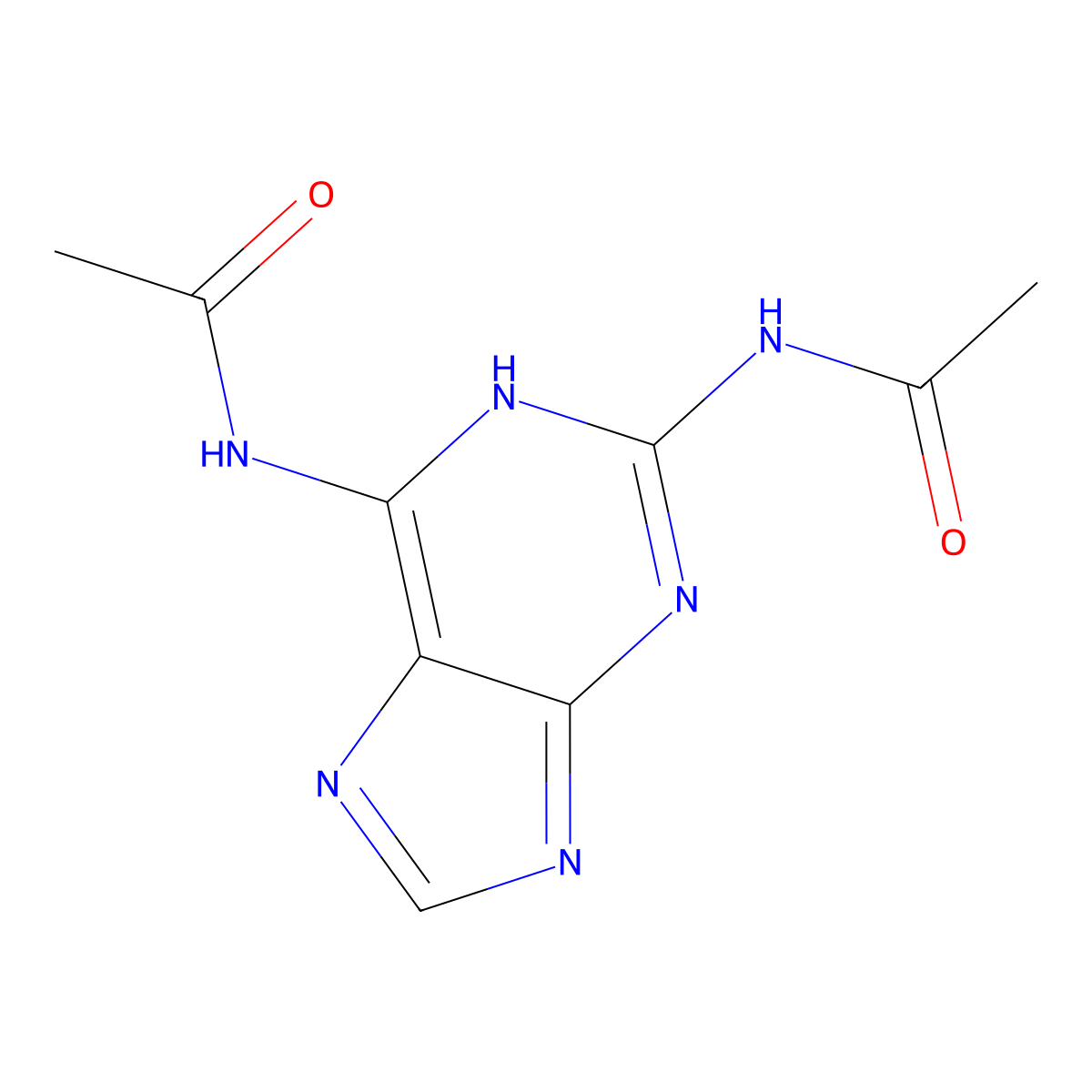 N,N'-(7H-Purine-2,6-diyl)diacetamide molecular structure, CAS 34097-37-5