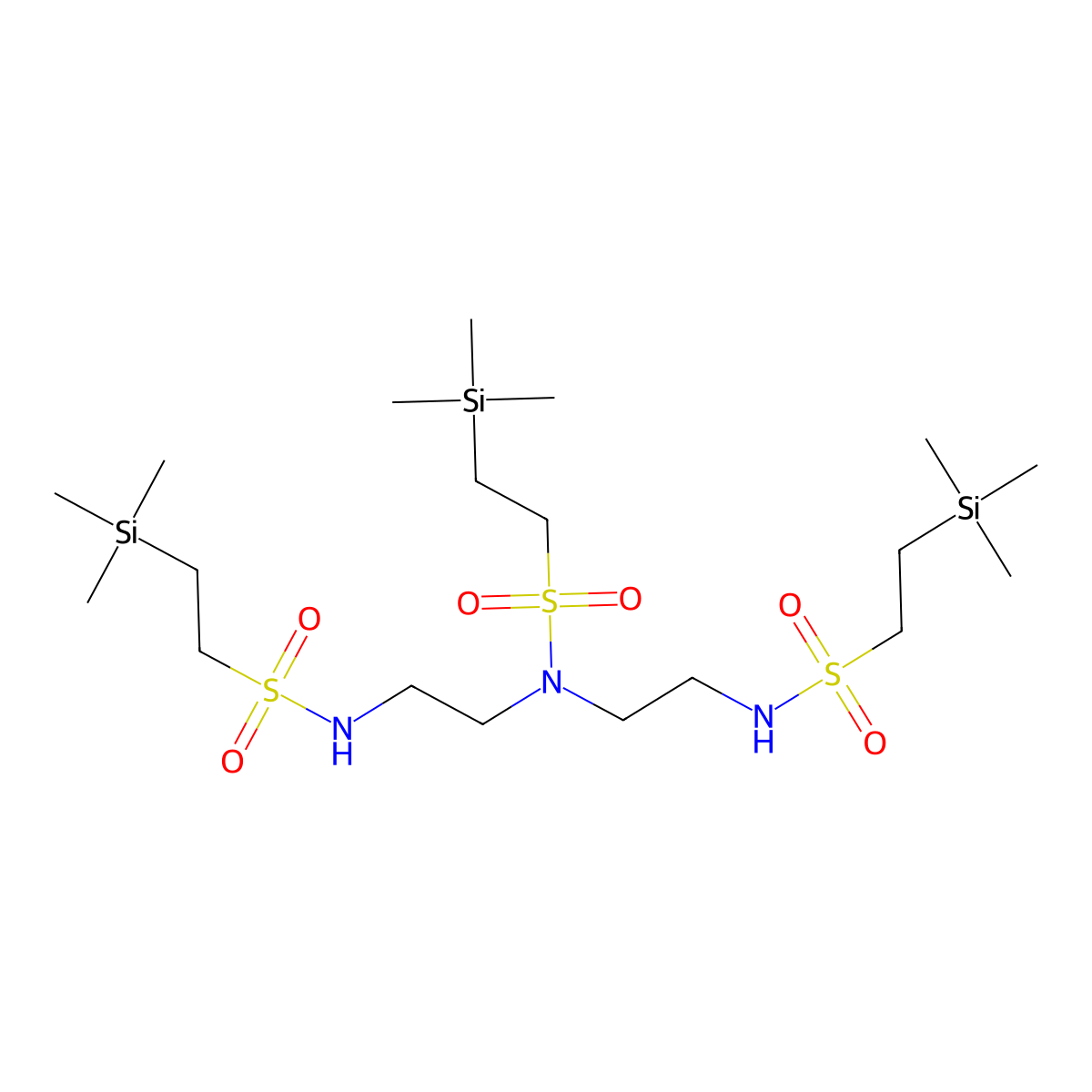 2-(trimethylsilyl)-N-[2-(N-{2-[2-(trimethylsilyl)ethanesulfonamido]ethyl}-2-(trimethylsilyl)ethanesulfonamido)ethyl]ethane-1-sulfonamide molecular structure, CAS 340970-55-0