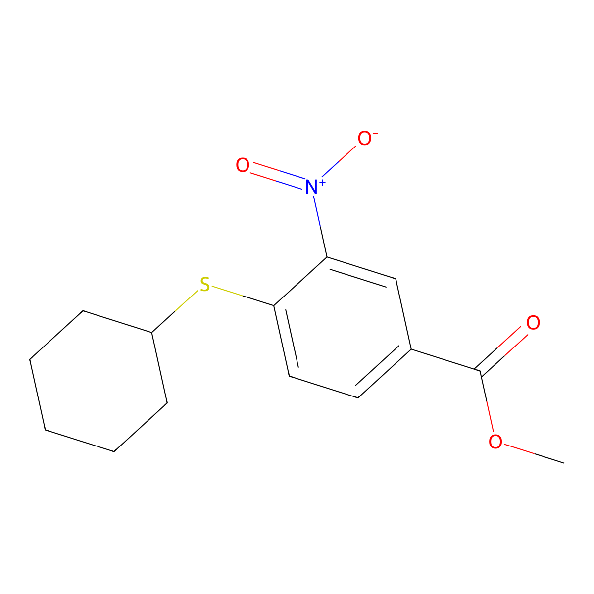 Methyl 4-(cyclohexylthio)-3-nitrobenzoate molecular structure, CAS 340974-13-2