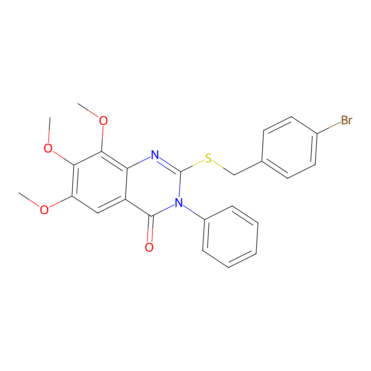 2-[(4-Bromophenyl)methylsulfanyl]-6,7,8-trimethoxy-3-phenylquinazolin-4-one molecular structure, CAS 340974-47-2