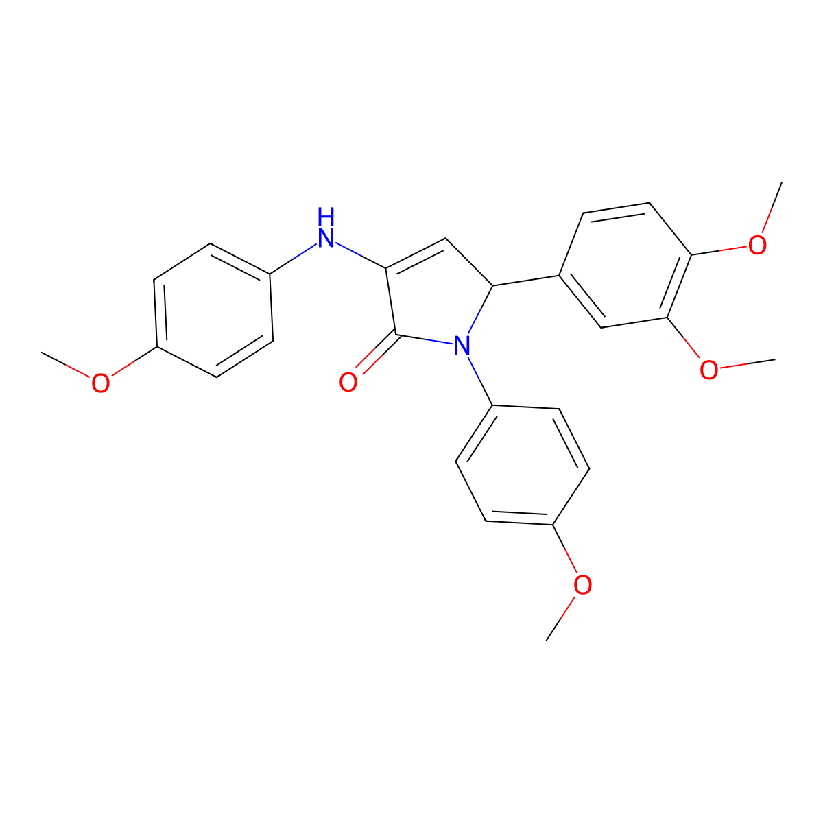 2-(3,4-dimethoxyphenyl)-4-(4-methoxyanilino)-1-(4-methoxyphenyl)-2H-pyrrol-5-one molecular structure, CAS 340974-49-4