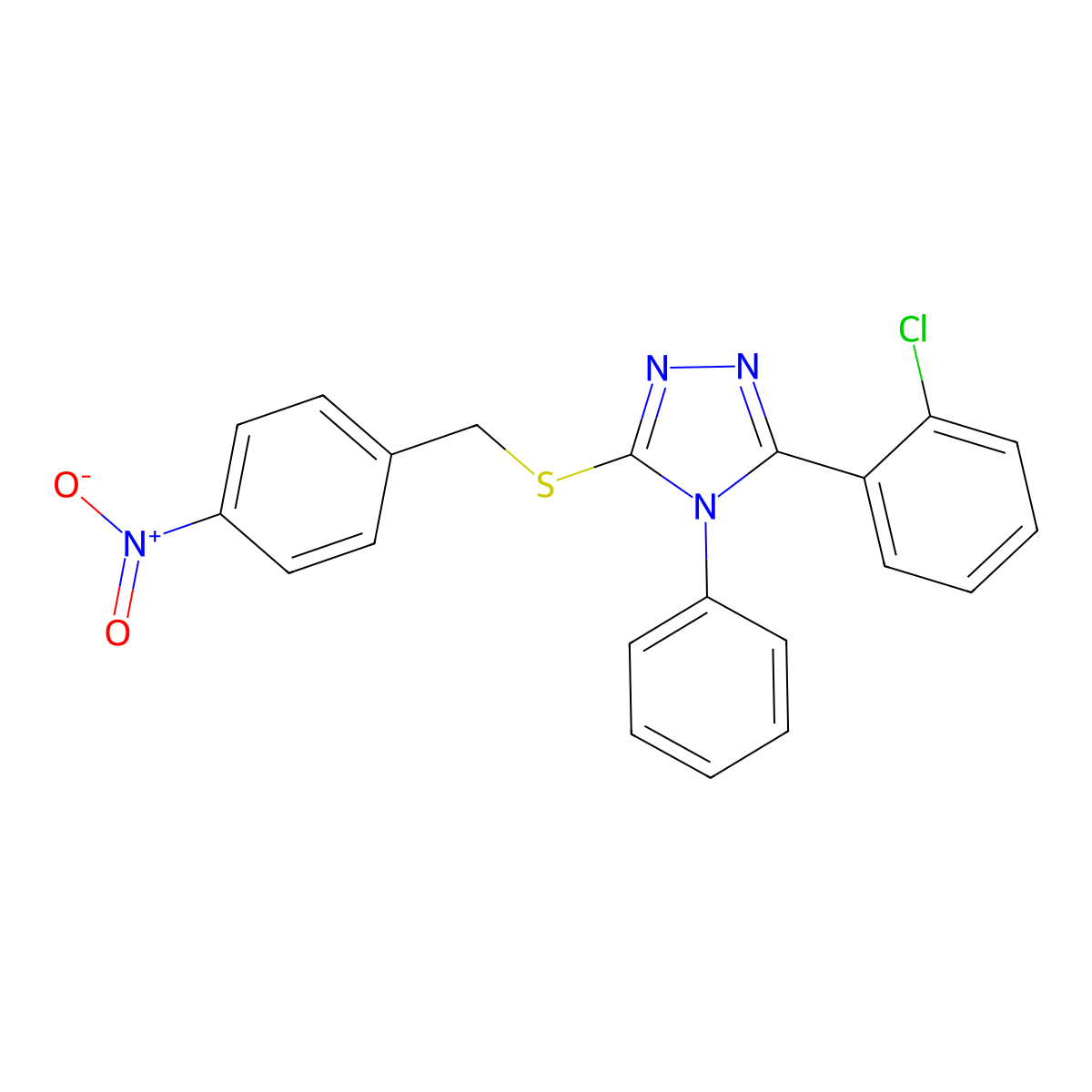 3-(2-Chlorophenyl)-5-[(4-nitrophenyl)methylsulfanyl]-4-phenyl-1,2,4-triazole molecular structure, CAS 340974-50-7