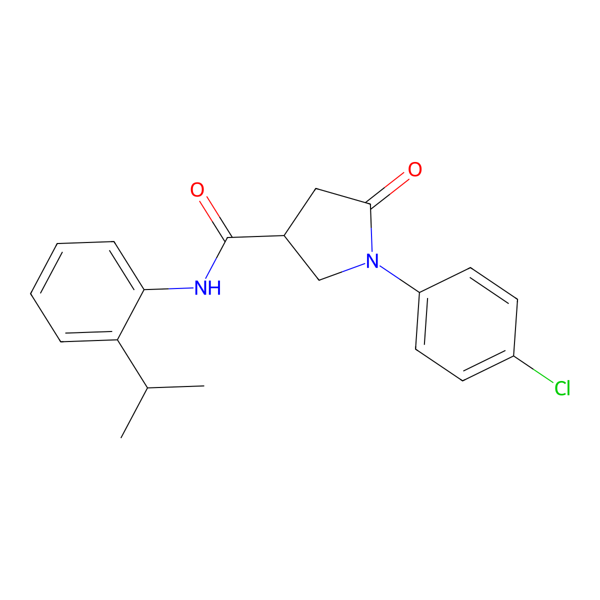 1-(4-chlorophenyl)-5-oxo-N-(2-propan-2-ylphenyl)pyrrolidine-3-carboxamide molecular structure, CAS 340980-92-9