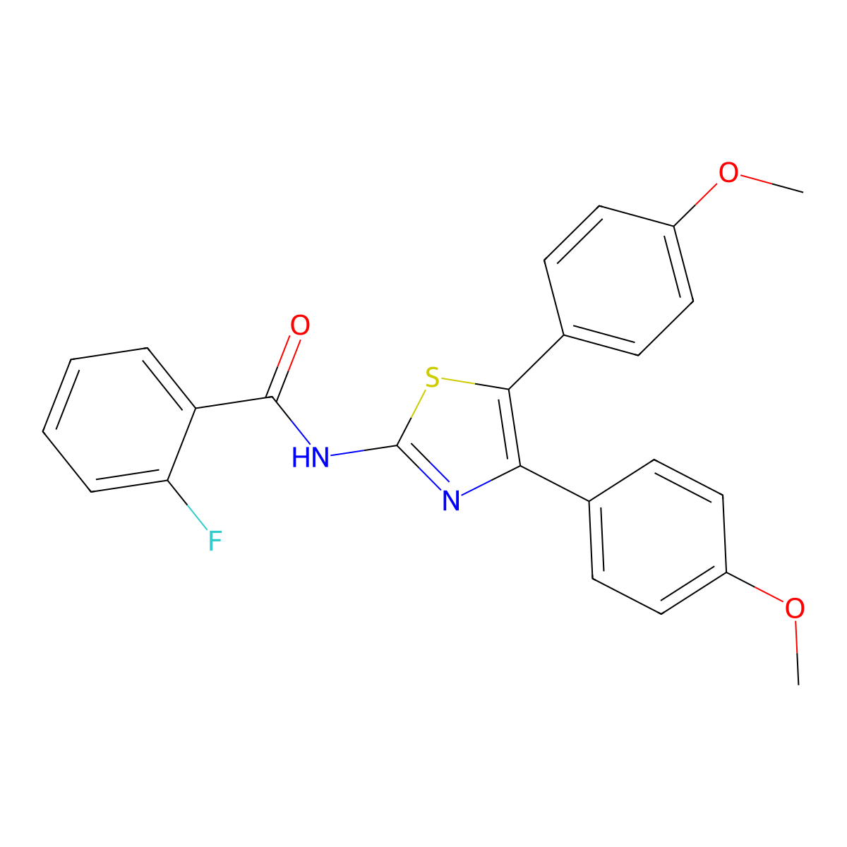 N-[4,5-bis(4-methoxyphenyl)-1,3-thiazol-2-yl]-2-fluorobenzamide molecular structure, CAS 340981-56-8