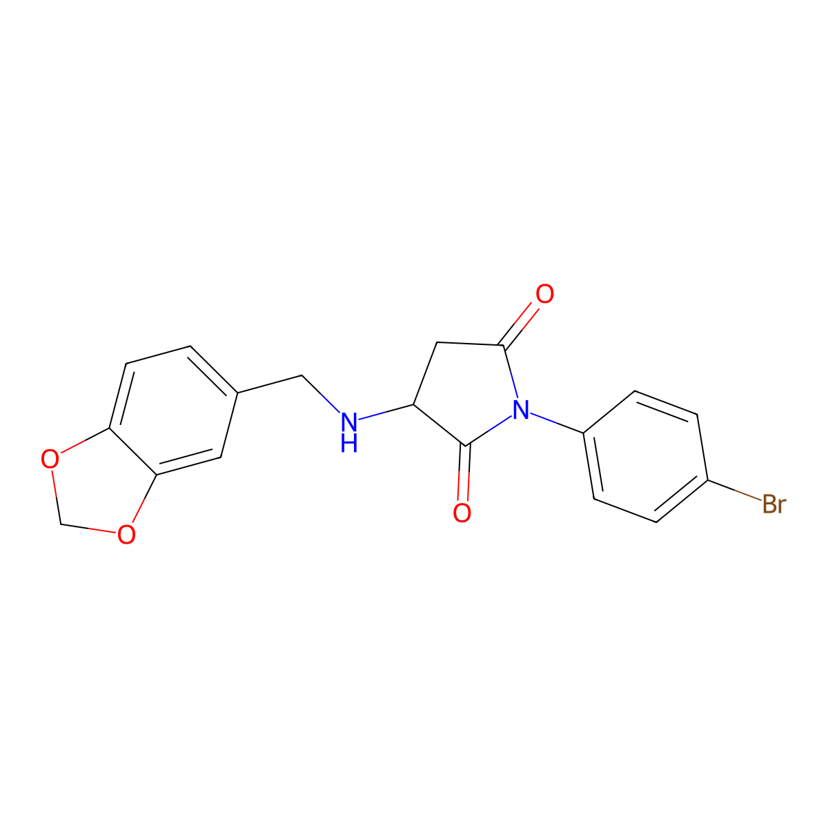 3-(1,3-Benzodioxol-5-ylmethylamino)-1-(4-bromophenyl)pyrrolidine-2,5-dione molecular structure, CAS 340982-69-6