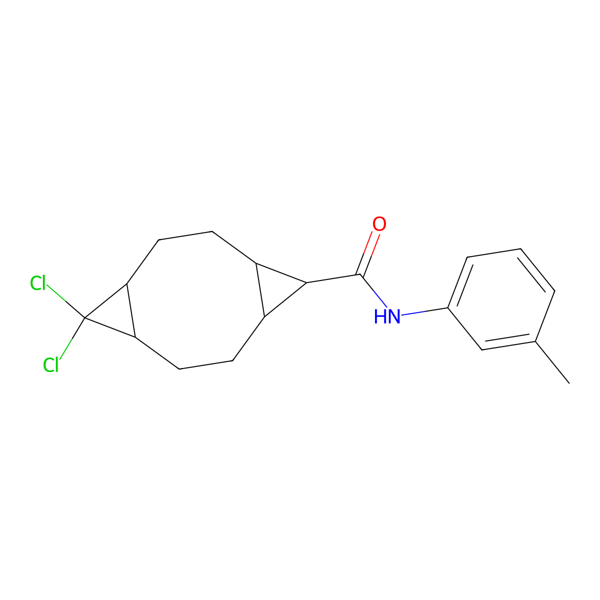 10,10-dichloro-N-(3-methylphenyl)tricyclo[7.1.0.0~4,6~]decane-5-carboxamide molecular structure, CAS 340982-91-4