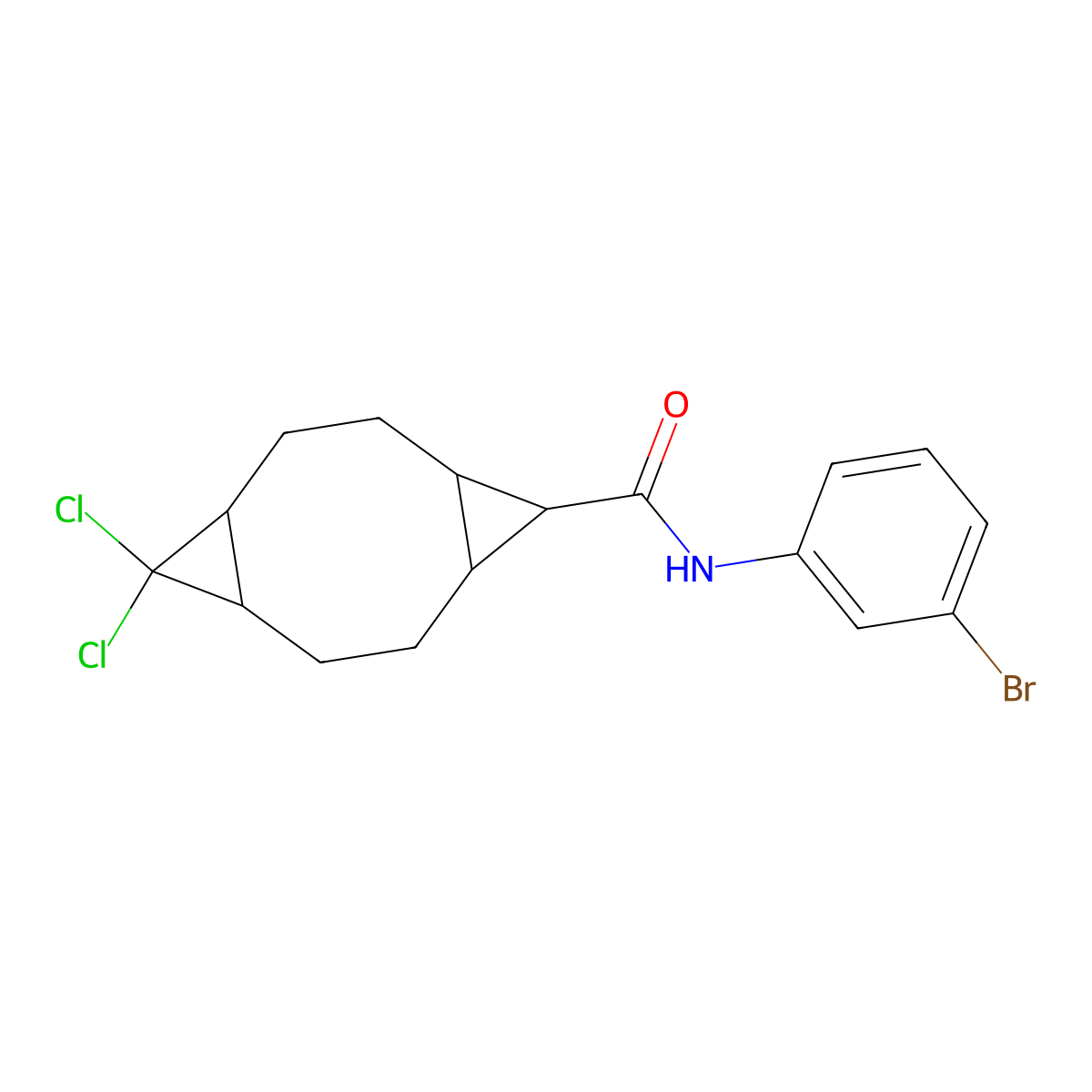 N-(3-bromophenyl)-10,10-dichlorotricyclo[7.1.0.0~4,6~]decane-5-carboxamide molecular structure, CAS 340982-92-5