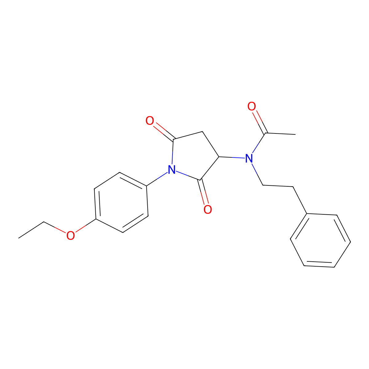 N-[1-(4-ethoxyphenyl)-2,5-dioxopyrrolidin-3-yl]-N-(2-phenylethyl)acetamide molecular structure, CAS 340982-94-7