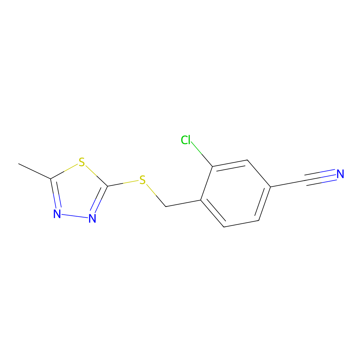 3-Chloro-4-{[(5-methyl-1,3,4-thiadiazol-2-YL)sulfanyl]methyl}benzonitrile molecular structure, CAS 340988-02-5