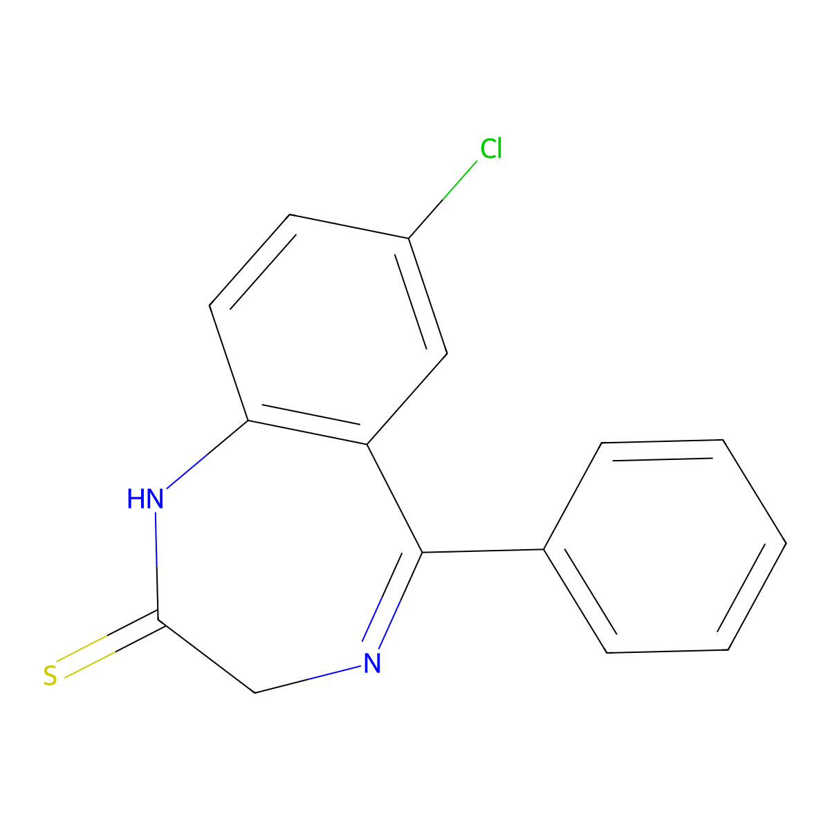 Thionordiazepam molecular structure, CAS 34099-69-9
