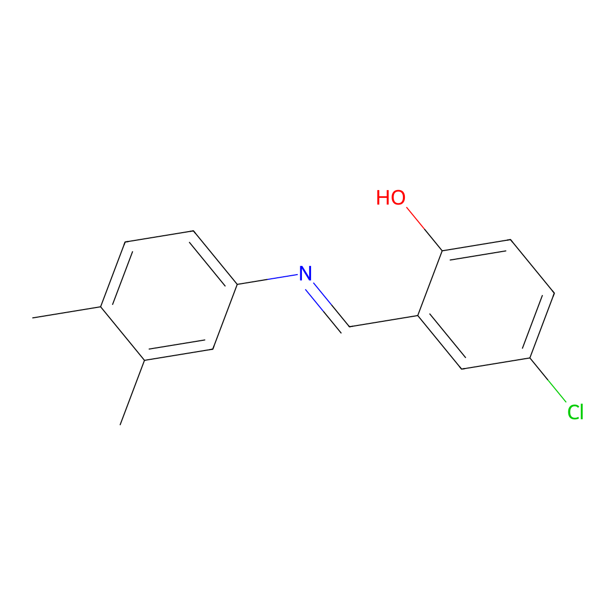 4-chloro-2-{(E)-[(3,4-dimethylphenyl)imino]methyl}phenol molecular structure, CAS 340990-74-1