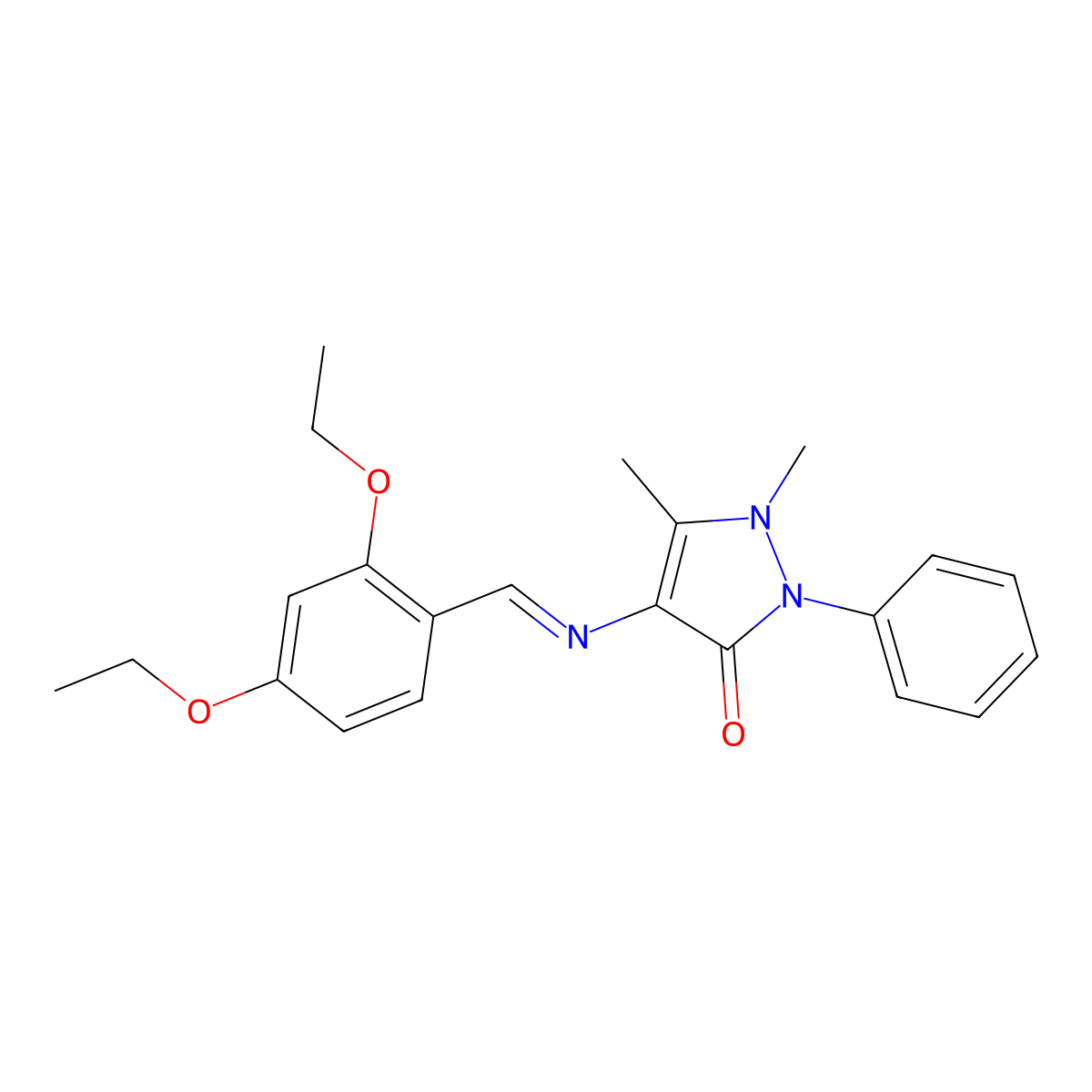 (E)-4-((2,4-diethoxybenzylidene)amino)-1,5-dimethyl-2-phenyl-1H-pyrazol-3(2H)-one molecular structure, CAS 340993-46-6