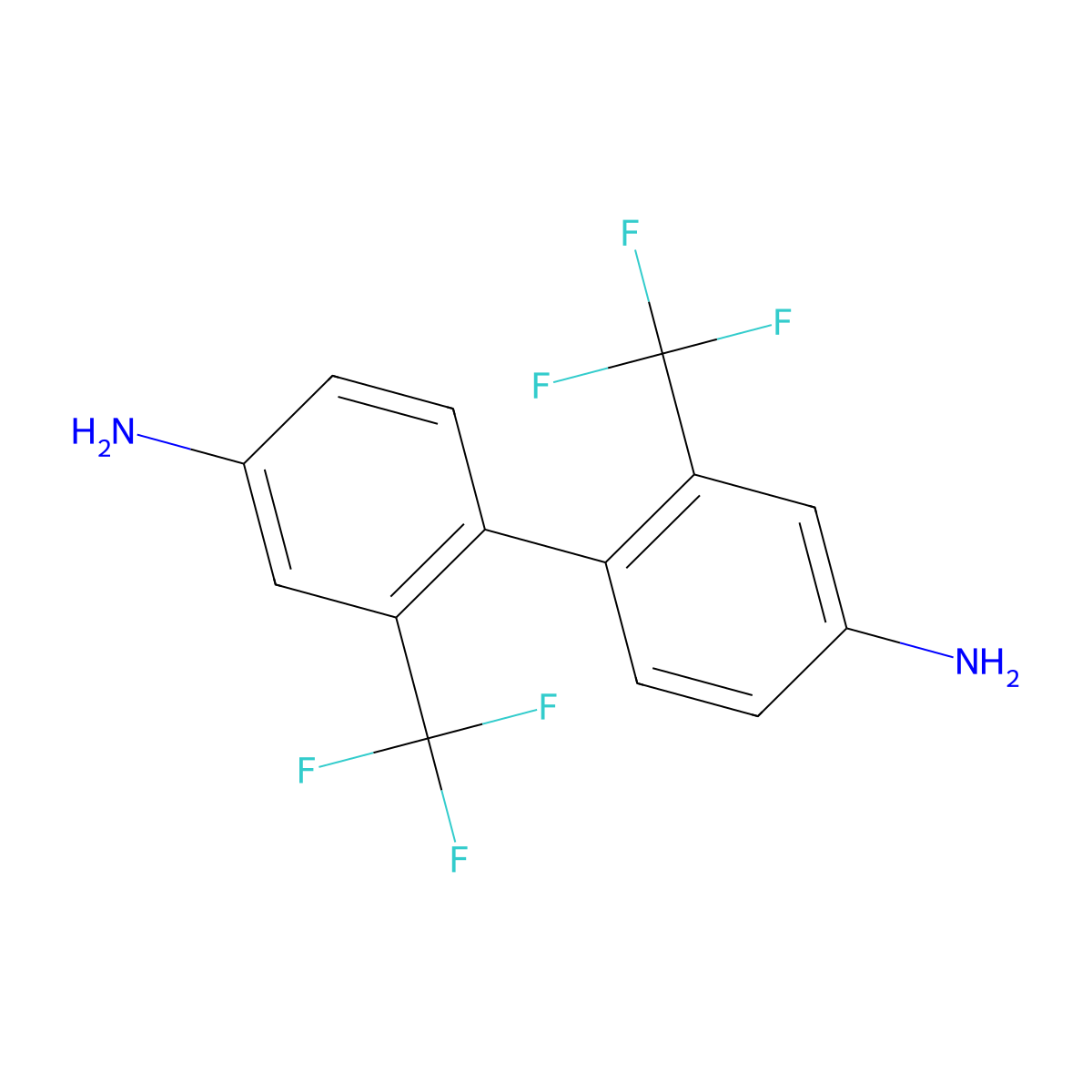 (1,1'-Biphenyl)-4,4'-diamine, 2,2'-bis(trifluoromethyl)- molecular structure, CAS 341-58-2