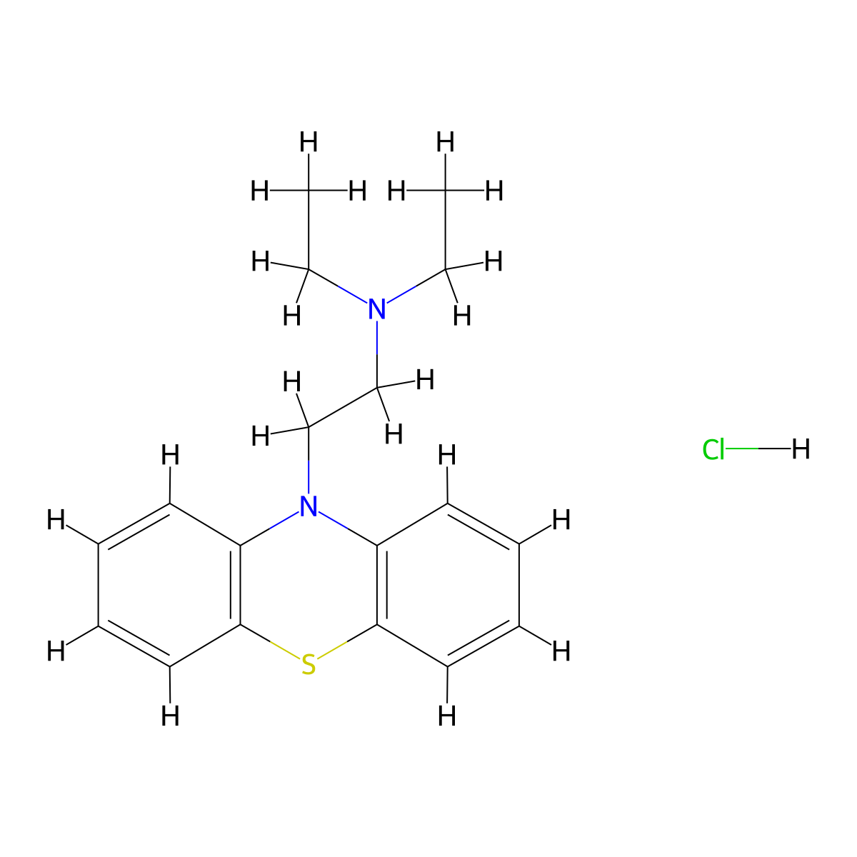 Diethazine monohydrochloride molecular structure, CAS 341-70-8