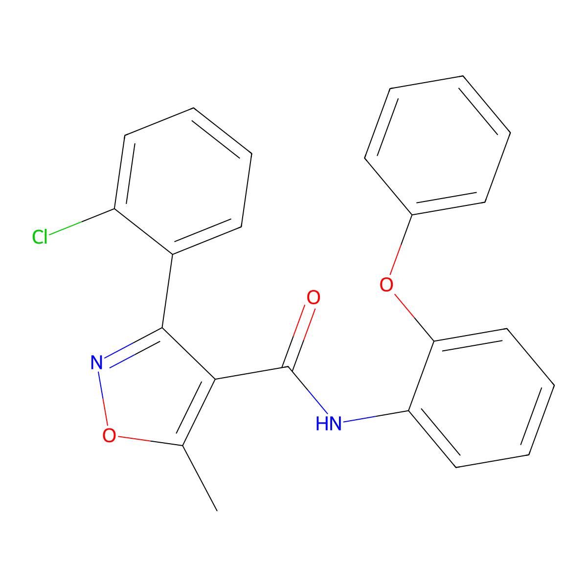 3-(2-chlorophenyl)-5-methyl-N-(2-phenoxyphenyl)-1,2-oxazole-4-carboxamide molecular structure, CAS 341001-42-1