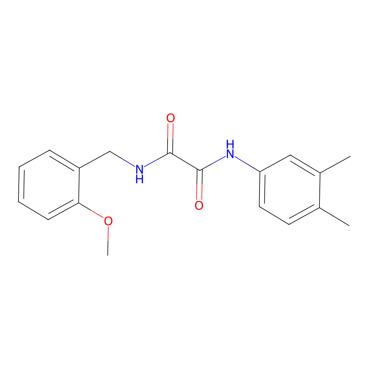 N'-(3,4-dimethylphenyl)-N-[(2-methoxyphenyl)methyl]oxamide molecular structure, CAS 341006-81-3