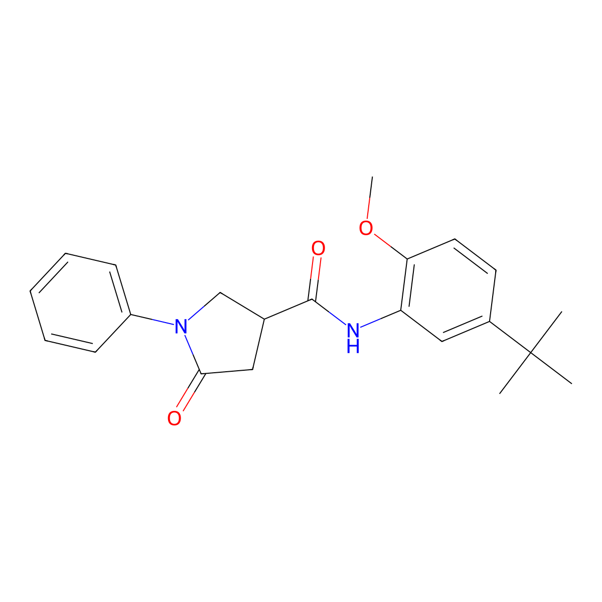 N-(5-tert-butyl-2-methoxyphenyl)-5-oxo-1-phenylpyrrolidine-3-carboxamide molecular structure, CAS 341007-25-8