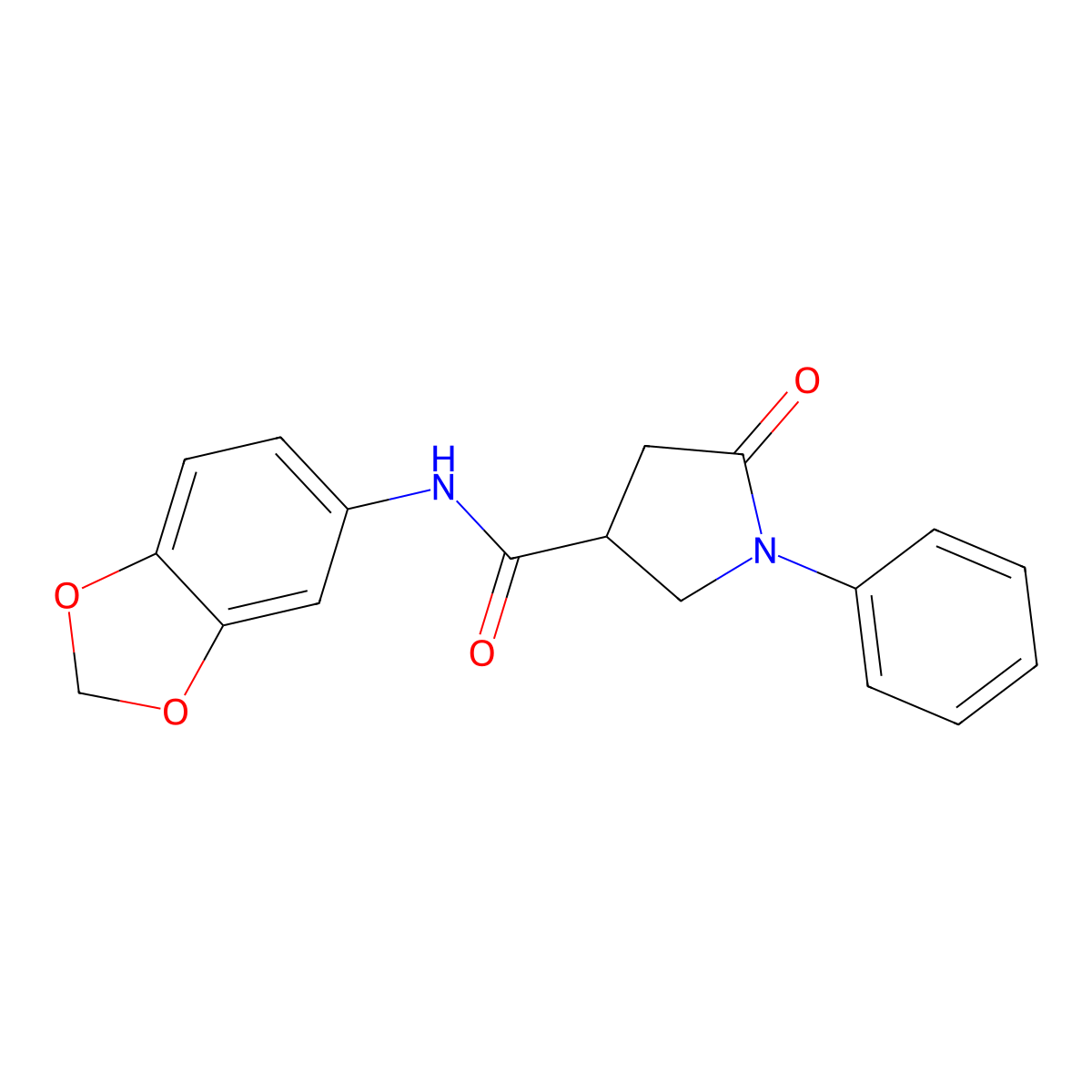 N-(1,3-benzodioxol-5-yl)-5-oxo-1-phenylpyrrolidine-3-carboxamide molecular structure, CAS 341007-26-9