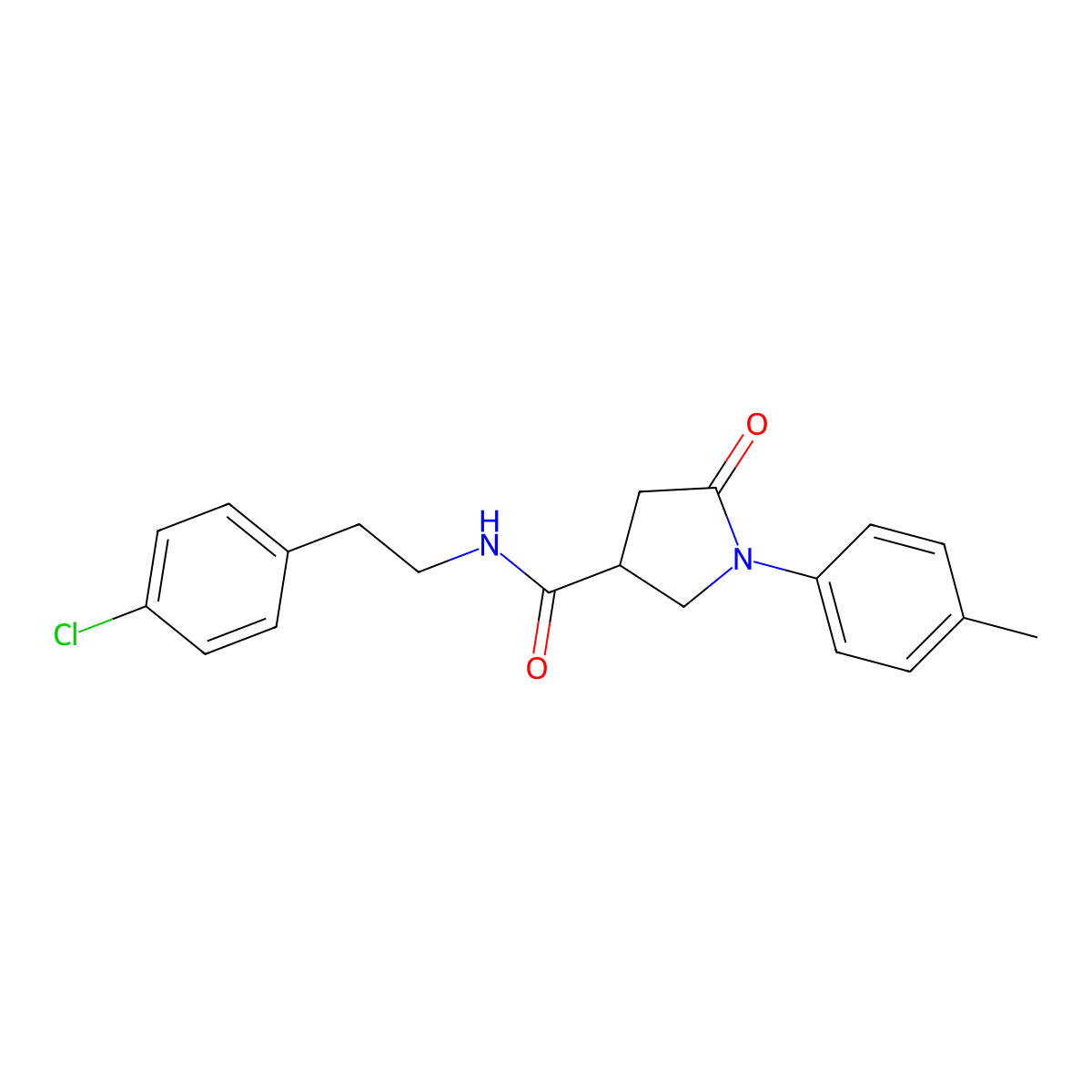 N-[2-(4-chlorophenyl)ethyl]-1-(4-methylphenyl)-5-oxopyrrolidine-3-carboxamide molecular structure, CAS 341007-41-8