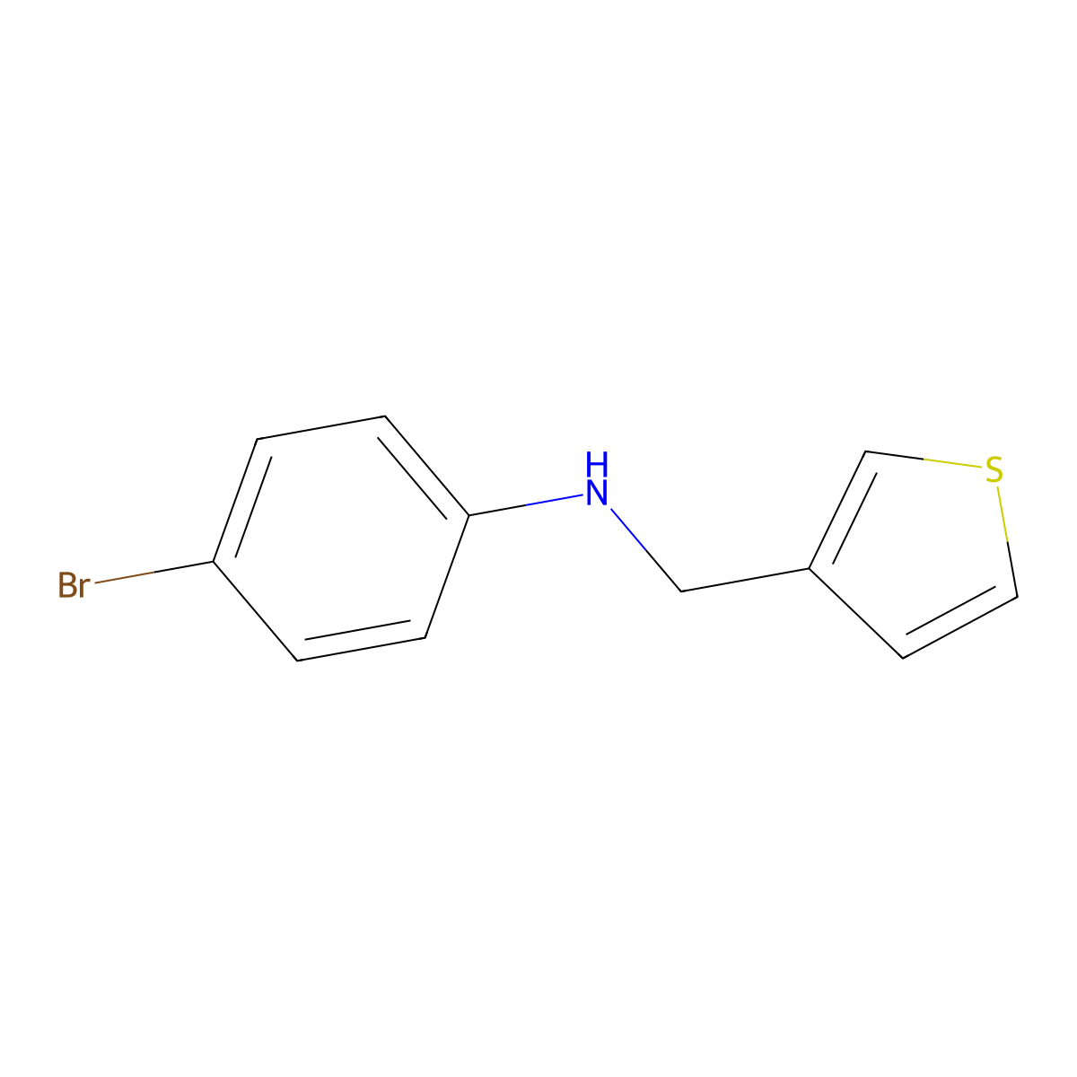 4-bromo-N-((thiophen-3-yl)methyl)aniline molecular structure, CAS 341008-33-1