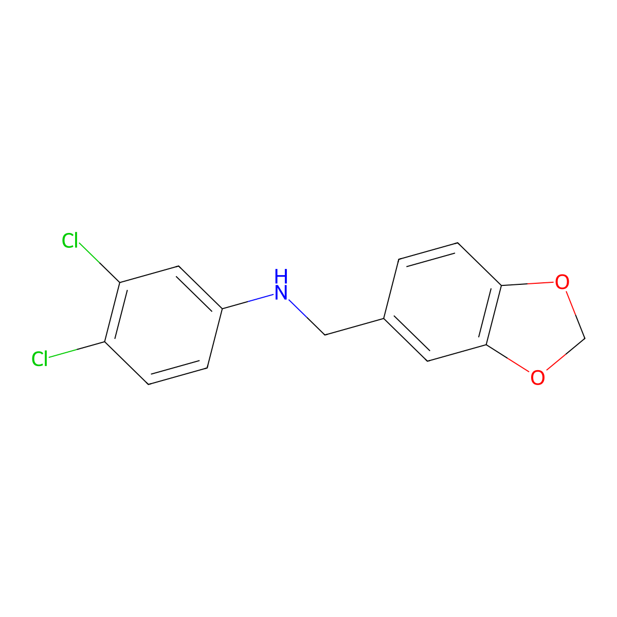 N-(1,3-benzodioxol-5-ylmethyl)-3,4-dichloroaniline molecular structure, CAS 341008-42-2