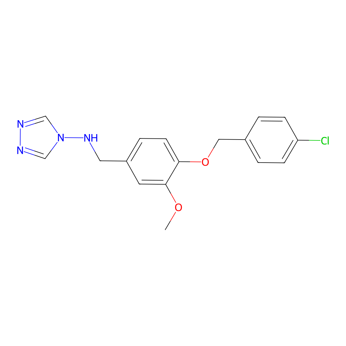 ({4-[(4-Chlorophenyl)methoxy]-3-methoxyphenyl}methyl)-1,2,4-triazol-4-ylamine molecular structure, CAS 341010-73-9