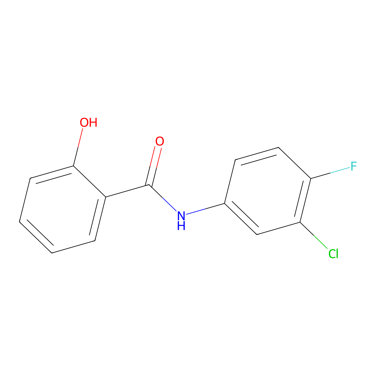 N-(3-chloro-4-fluorophenyl)-2-hydroxybenzamide molecular structure, CAS 341018-39-1