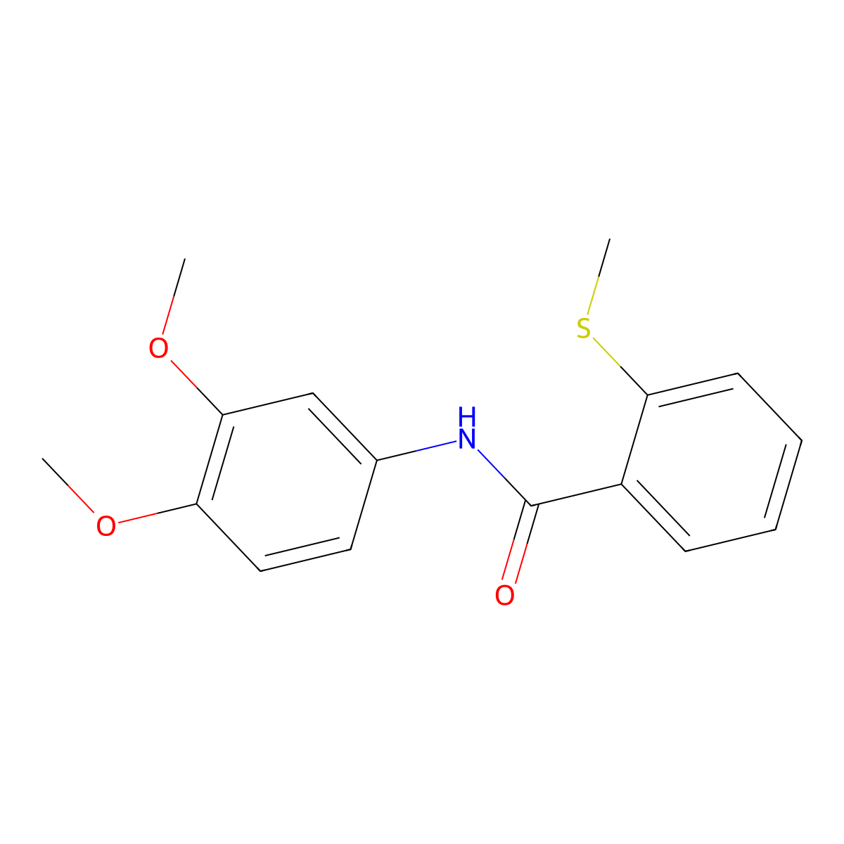 N-(3,4-dimethoxyphenyl)-2-methylsulfanylbenzamide molecular structure, CAS 341020-00-6