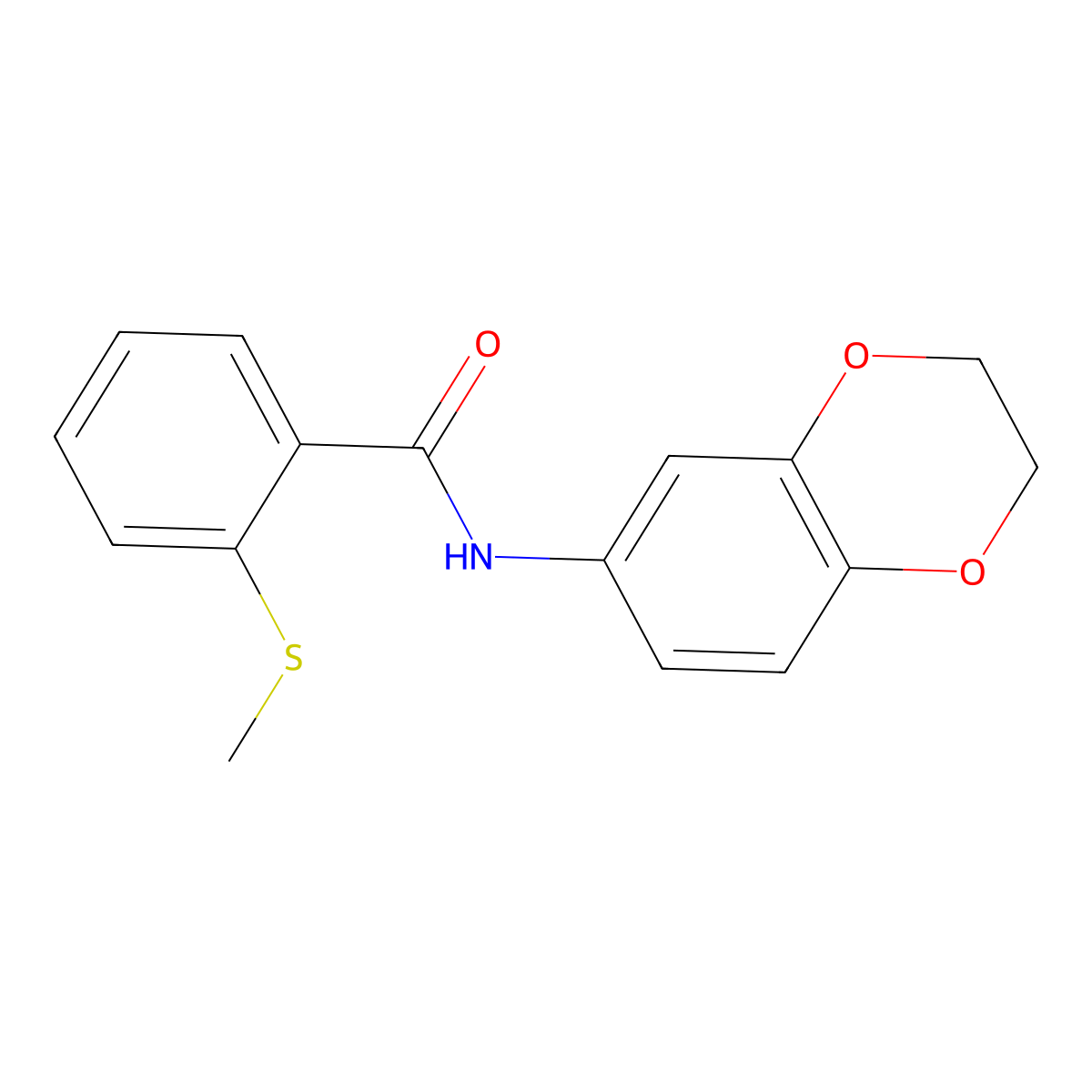 N-(2,3-dihydro-1,4-benzodioxin-6-yl)-2-methylsulfanylbenzamide molecular structure, CAS 341020-16-4