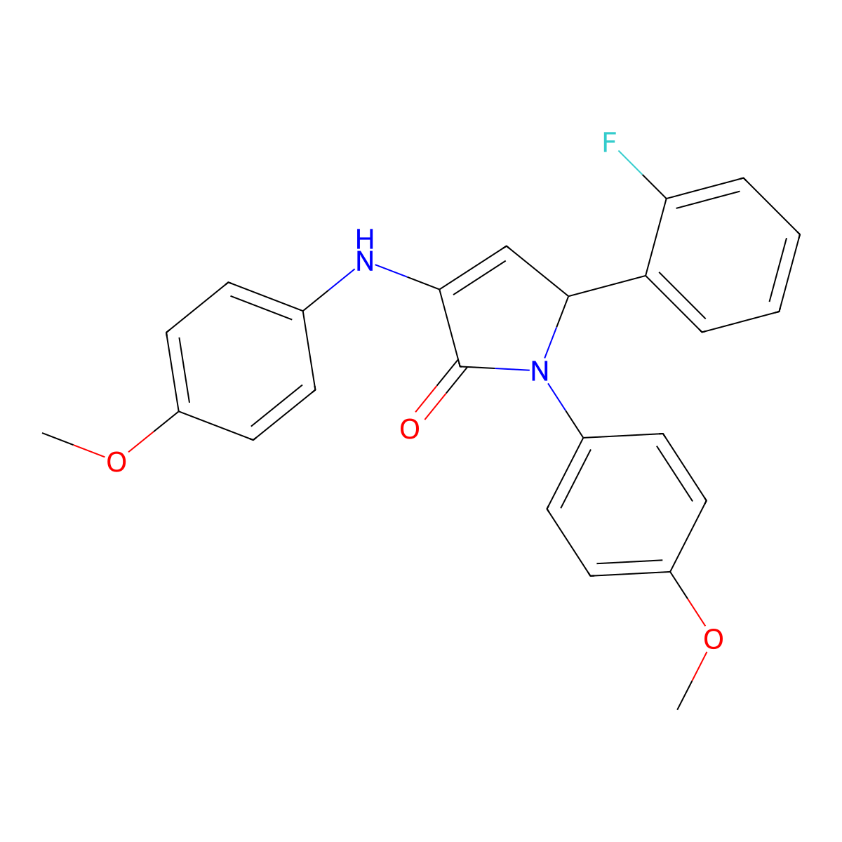2-(2-fluorophenyl)-4-(4-methoxyanilino)-1-(4-methoxyphenyl)-2H-pyrrol-5-one molecular structure, CAS 341021-24-7