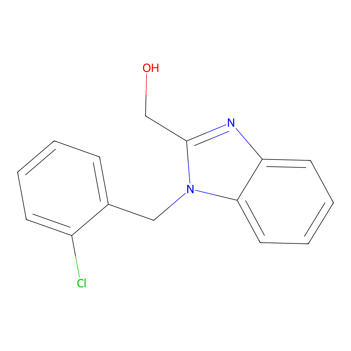 {1-[(2-chlorophenyl)methyl]-1H-1,3-benzodiazol-2-yl}methanol molecular structure, CAS 341021-39-4
