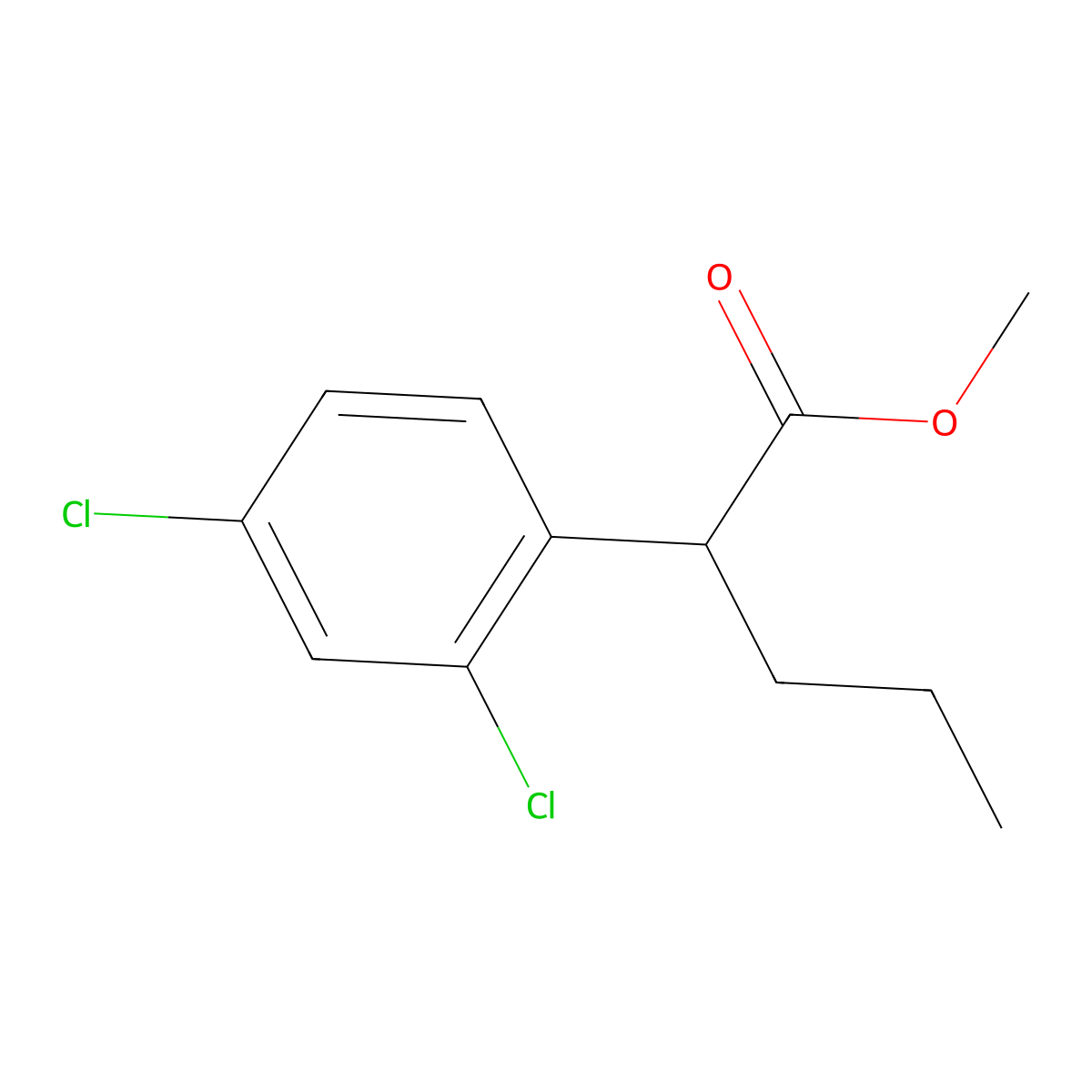 Methyl 2-(2,4-dichlorophenyl)pentanoate molecular structure, CAS 341033-90-7