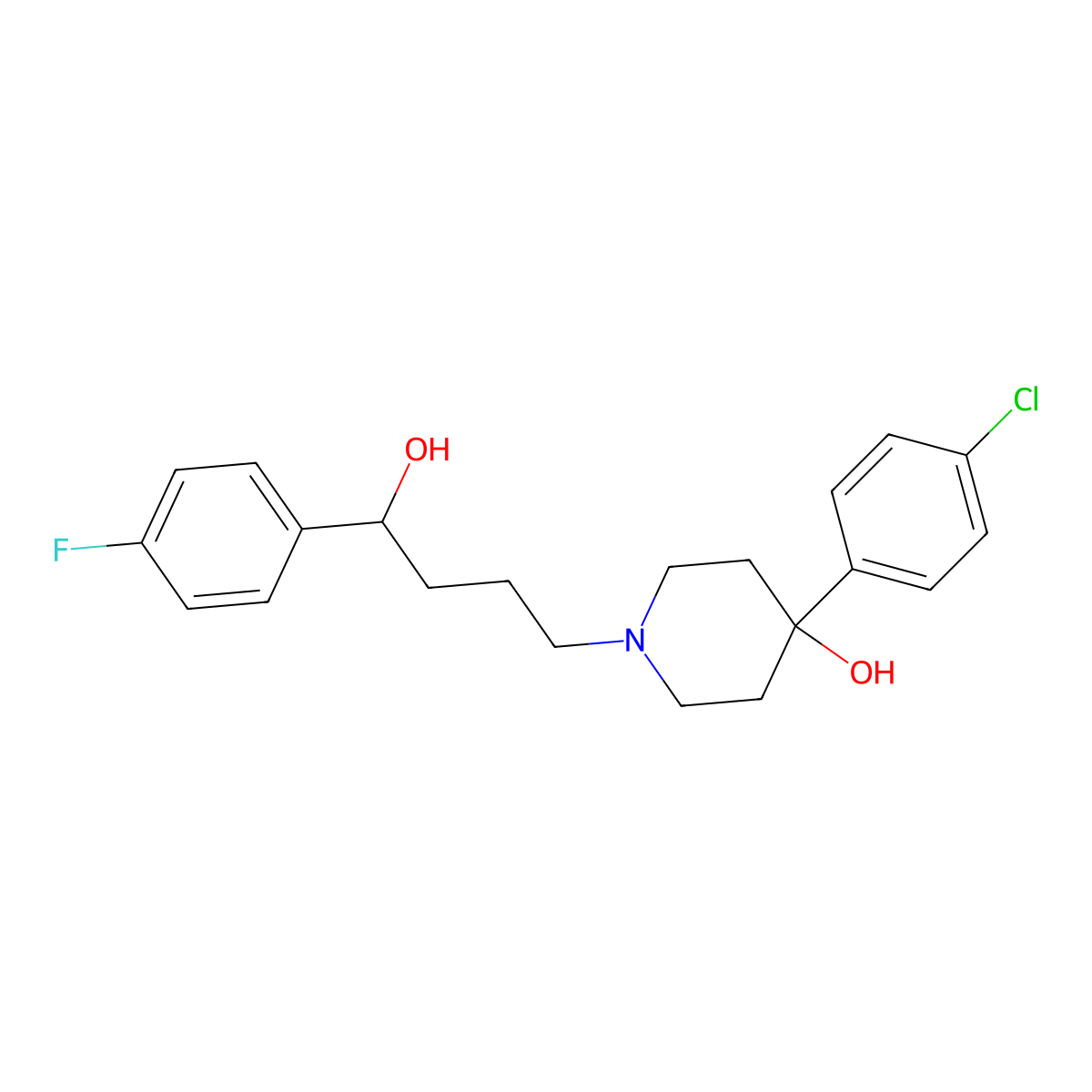 4-(4-Chlorophenyl)-alpha-(4-fluorophenyl)-4-hydroxy-1-piperidinebutanol molecular structure, CAS 34104-67-1