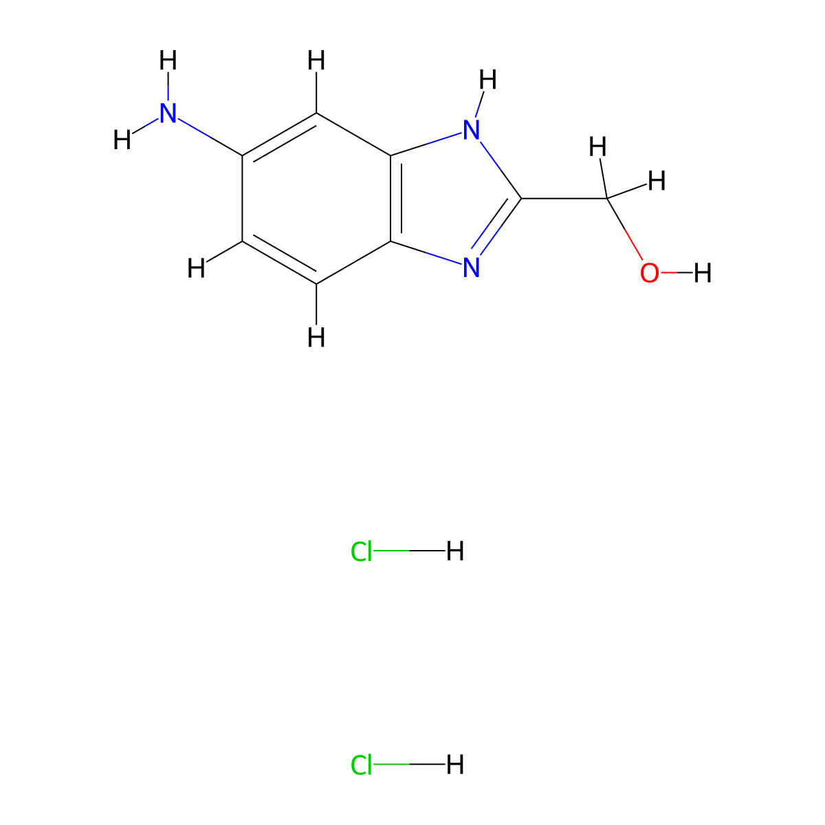 (5-amino-1H-benzo[d]imidazol-2-yl)methanol dihydrochloride molecular structure, CAS 3411-71-0