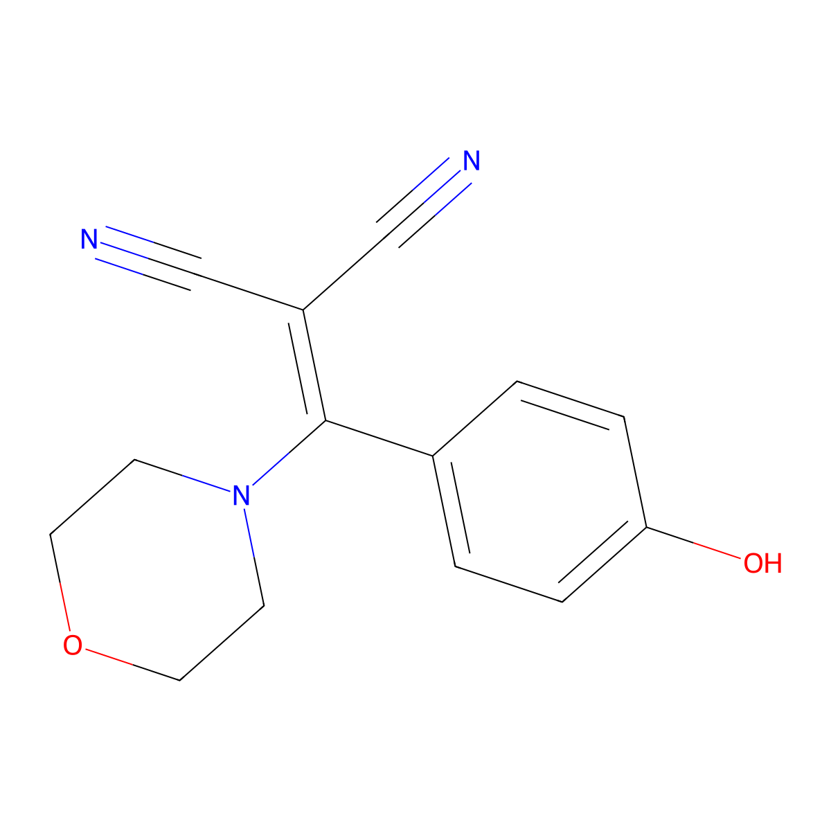 2-[(4-Hydroxyphenyl)(morpholin-4-yl)methylene]malononitrile molecular structure, CAS 3411-86-7