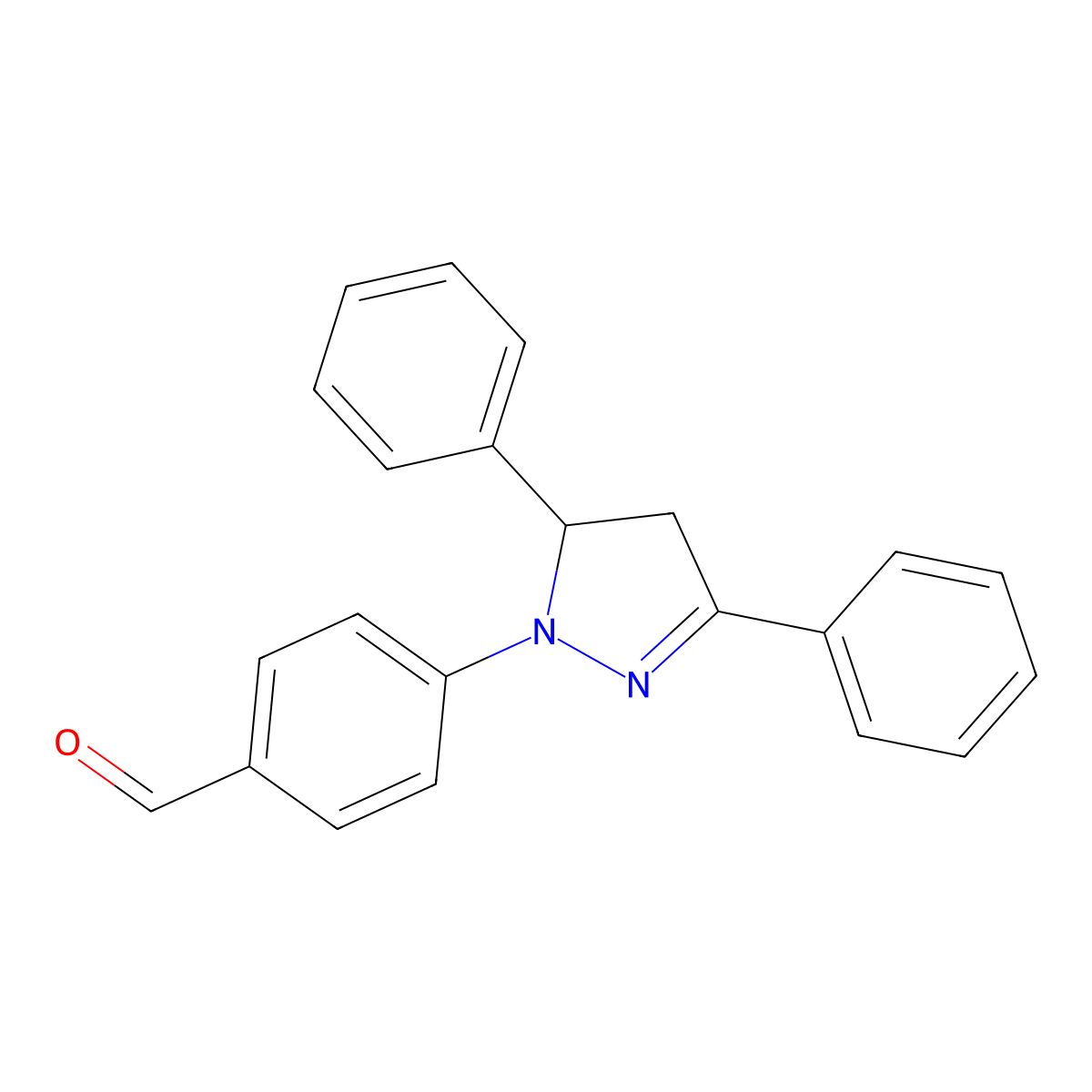 4-(3,5-diphenyl-4,5-dihydro-1H-pyrazol-1-yl)benzaldehyde molecular structure, CAS 34114-09-5
