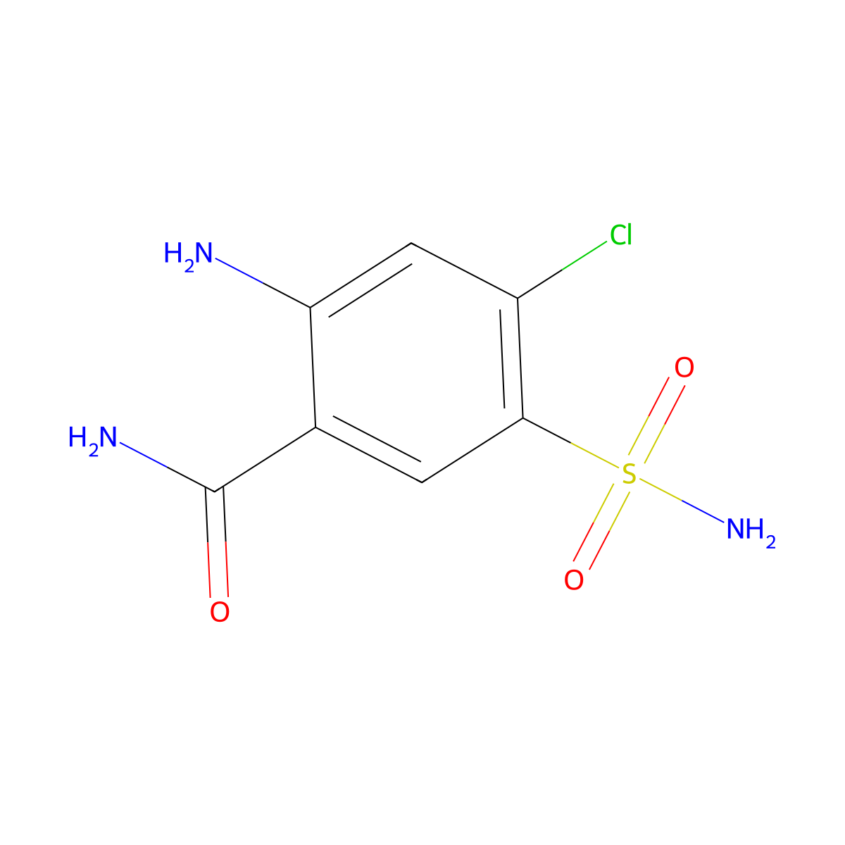 2-Amino-4-chloro-5-sulphamoylbenzamide molecular structure, CAS 34121-17-0