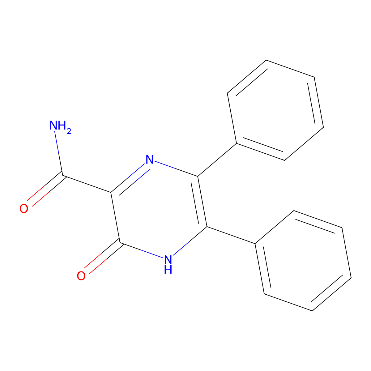 3-Hydroxy-5,6-diphenyl-2-pyrazinecarboxamide molecular structure, CAS 34121-79-4