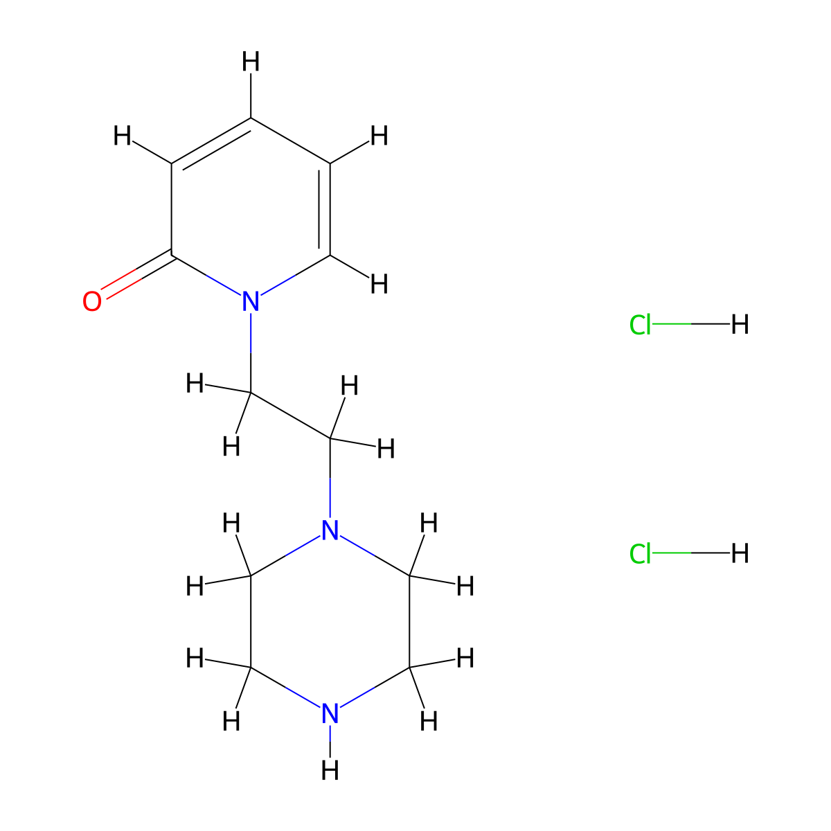 1-(2-(Piperazin-1-yl)ethyl)-1,2-dihydropyridin-2-one dihydrochloride molecular structure, CAS 34125-57-0