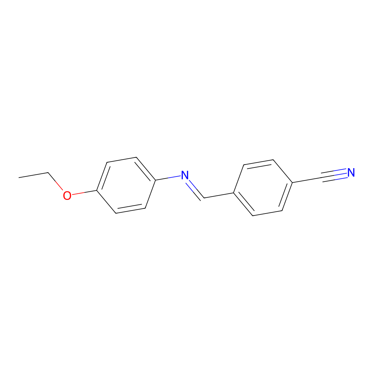 4'-Cyanobenzylidene-4-ethoxyaniline molecular structure, CAS 34128-02-4