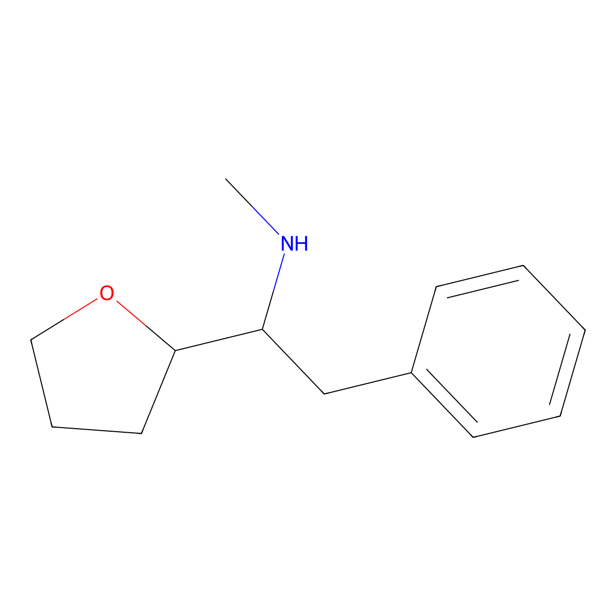 Methyl[1-(oxolan-2-yl)-2-phenylethyl]amine molecular structure, CAS 3413-36-3