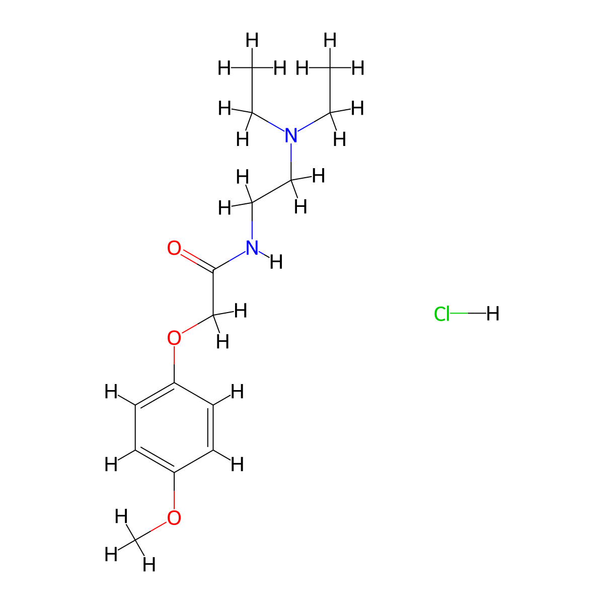 Mefexamide hydrochloride molecular structure, CAS 3413-64-7