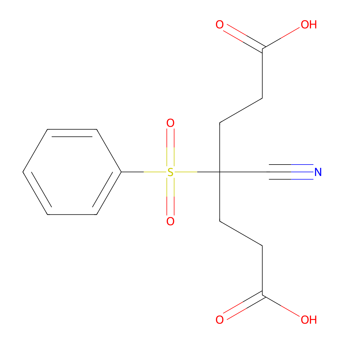 4-Benzenesulfonyl-4-cyano-heptanedioic acid molecular structure, CAS 34133-35-2