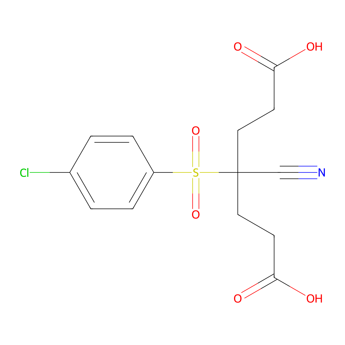 4-(4-Chloro-benzenesulfonyl)-4-cyano-heptanedioic acid molecular structure, CAS 34133-37-4